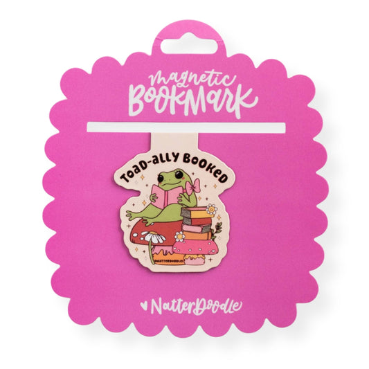 Toad-ally Booked Magnetic Bookmark – Cute Frog Reader Gift NatterDoodle