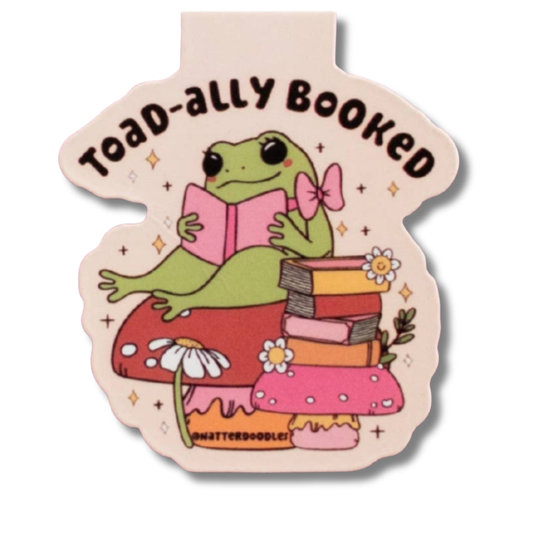 Toad-ally Booked Magnetic Bookmark – Cute Frog Reader Gift NatterDoodle