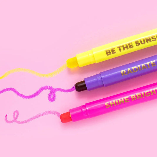 Wax Highlighter Set - Motivational - Asst Clrs - 3 Piece Set - Just So Happy