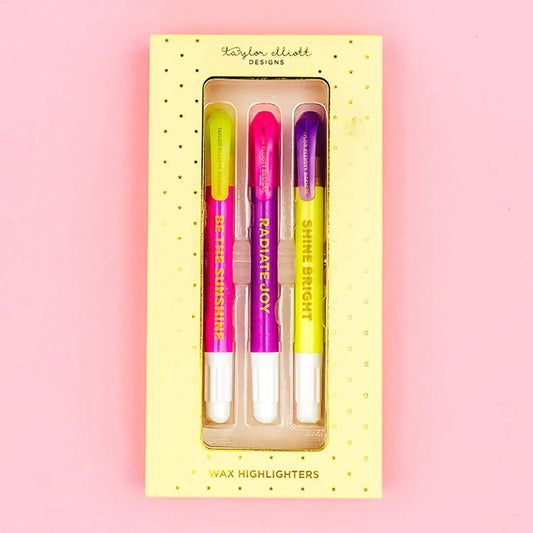 Wax Highlighter Set - Motivational - Asst Clrs - 3 Piece Set - Just So Happy