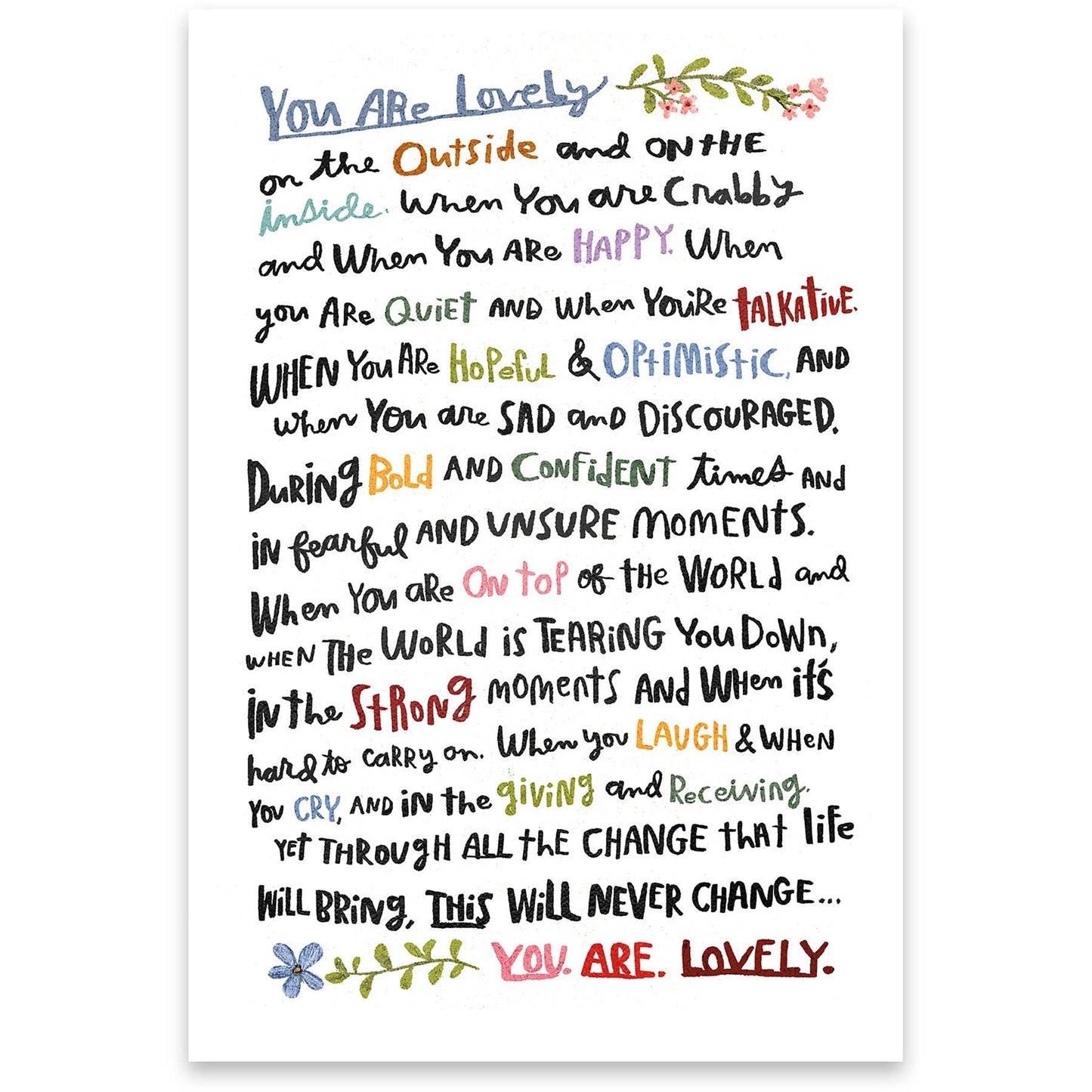 You Are Lovely Greeting Card Primitives by Kathy