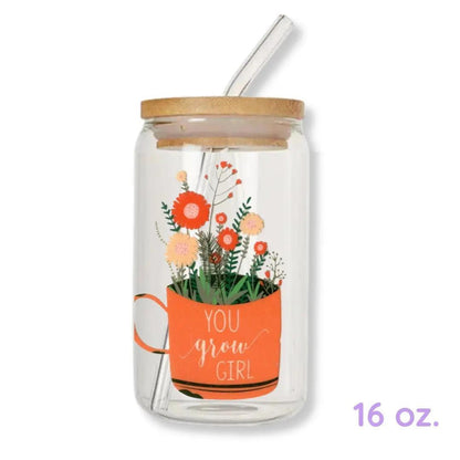 You Grow Girl 16 oz. or 20 oz. Glass Can Cup