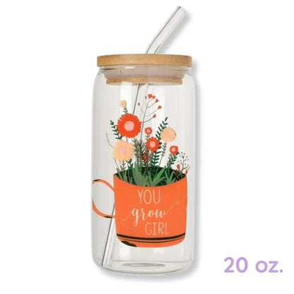 You Grow Girl 16 oz. or 20 oz. Glass Can Cup