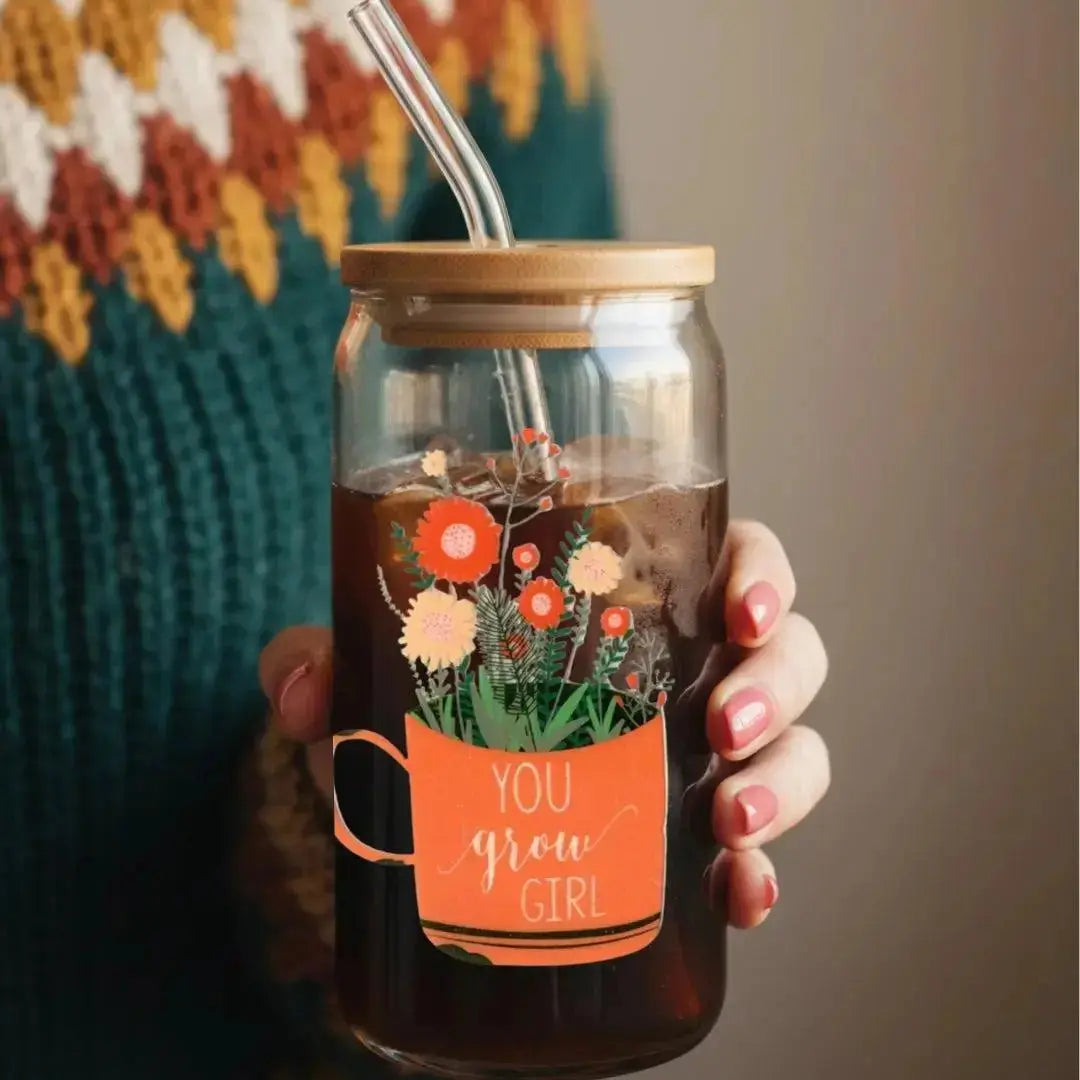 You Grow Girl Cup 16 oz. or 20 oz. Glass Can