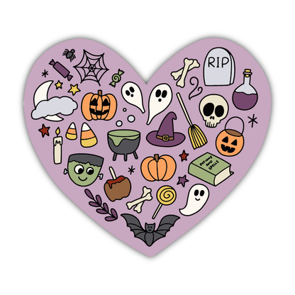 I Love Halloween Sticker - Doodle Heart