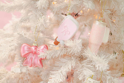 Pink Glittered Trendy Tumbler Christmas Ornament - Pink Glitter Cup