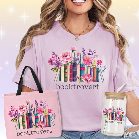 Booktrovert Floral Bookish Collection T-Shirt Bundle - Includes All 3 Items