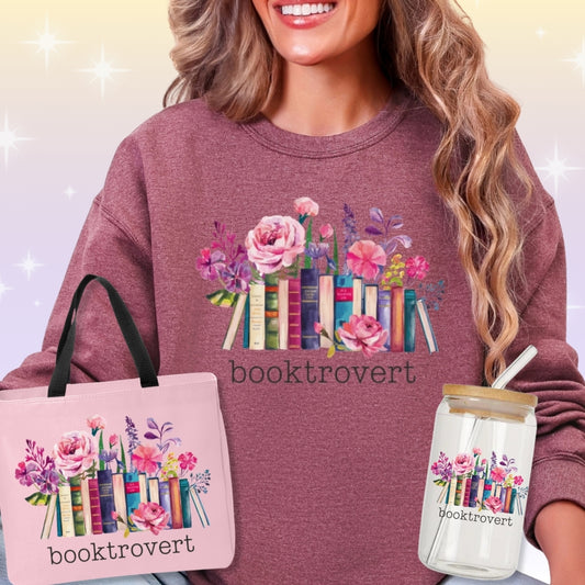 Booktrovert Floral Bookish Collection Sweatshirt Bundle - Includes All 3 Items