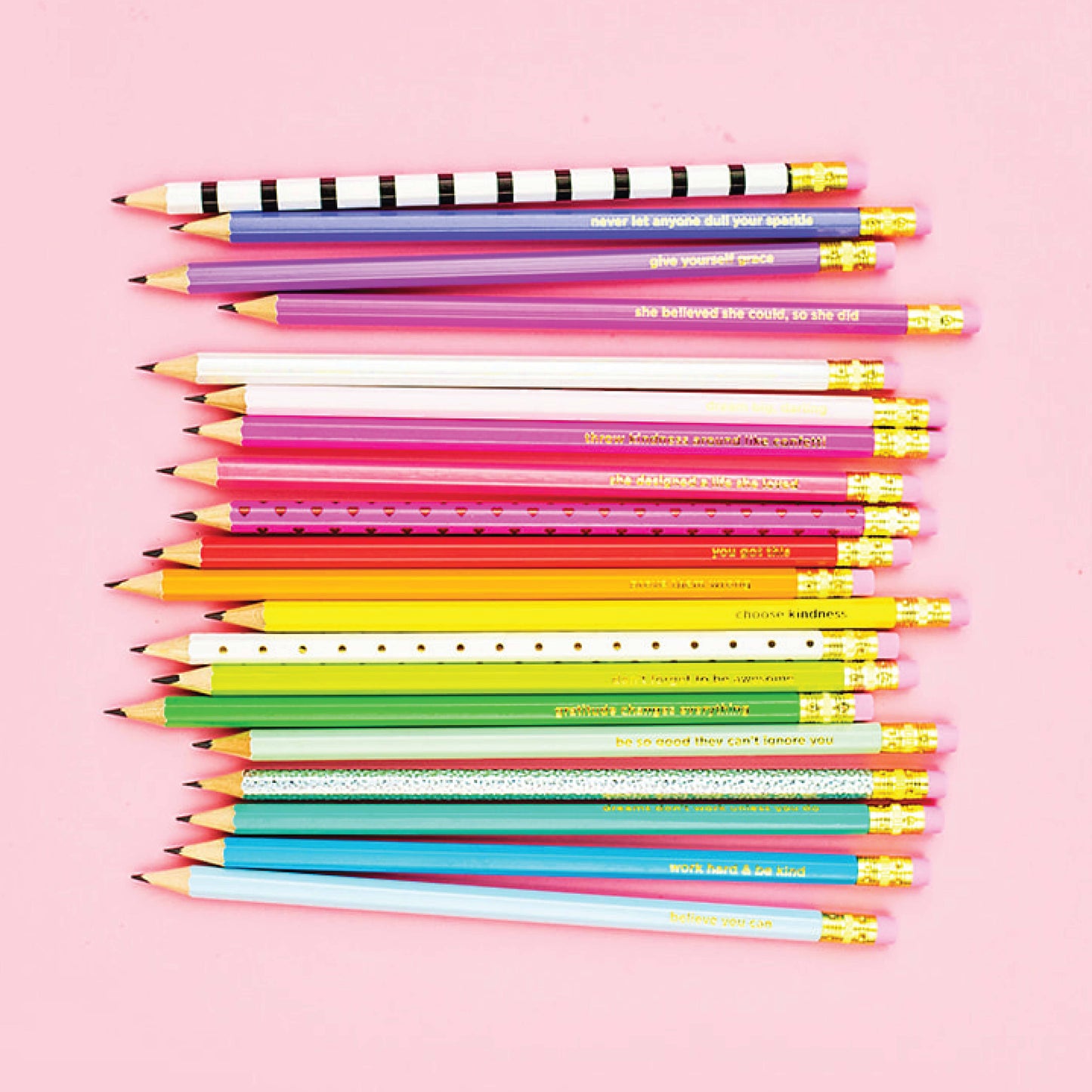 Pencil Set - Motivational - Asst Colors - 22 Pcs