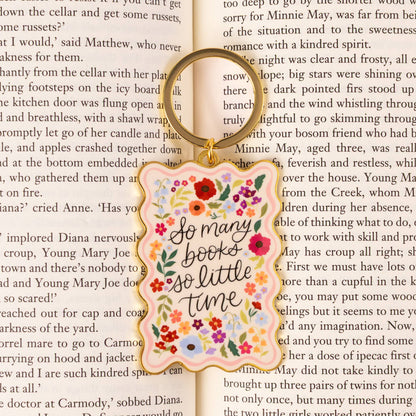 So Many Books Metal Keychain 2.5x1.5 in. | Bookish & Reading