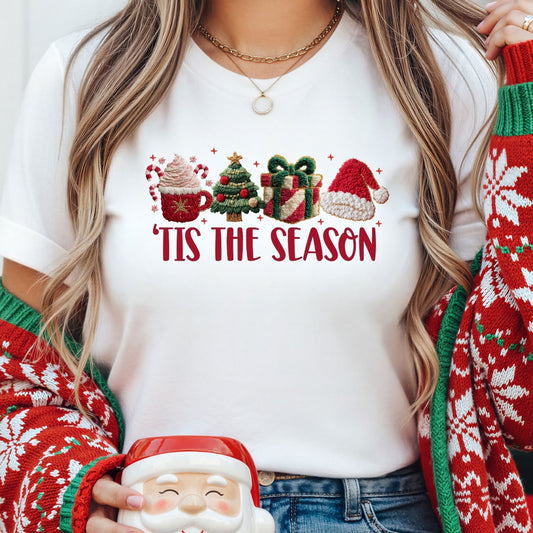 Tis the Season Icons Christmas T-Shirt - Faux Yarn