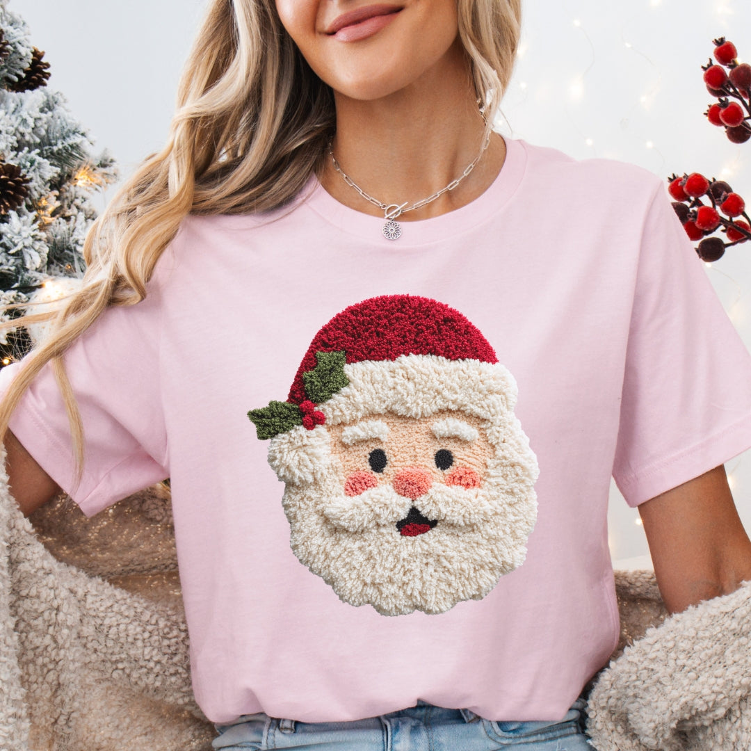 Santa Claus Christmas T-Shirt - Faux Yarn