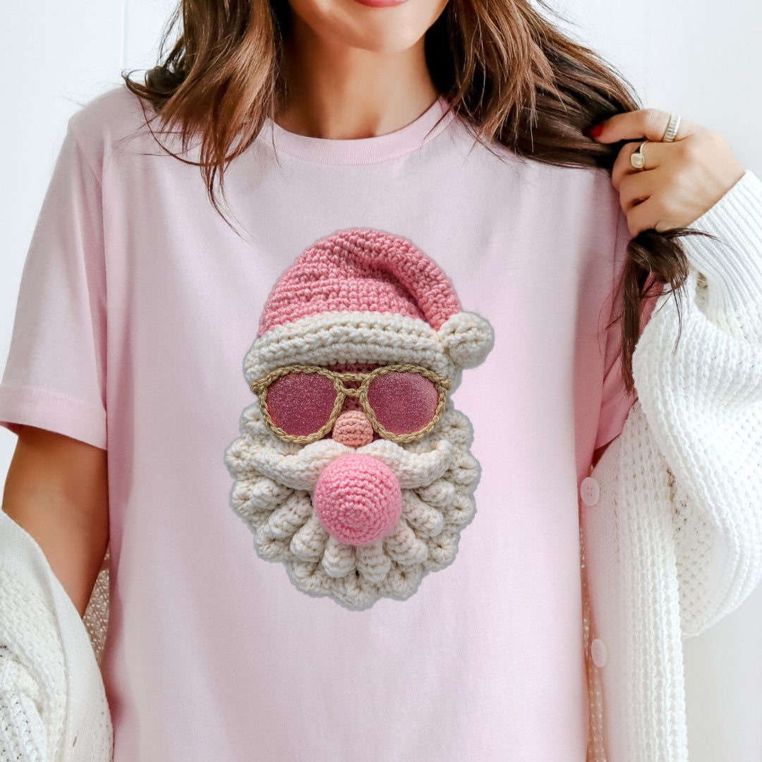 Santa Bubble Gum Christmas T-Shirt - Faux Yarn