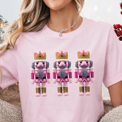 Pink Nutcrackers Christmas T-Shirt - Faux Yarn