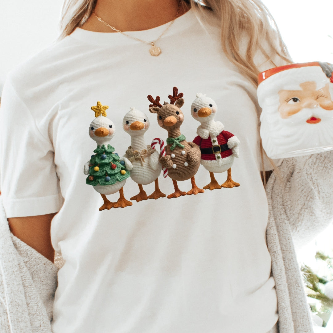 Silly Goose Gang Christmas T-Shirt - Faux Yarn