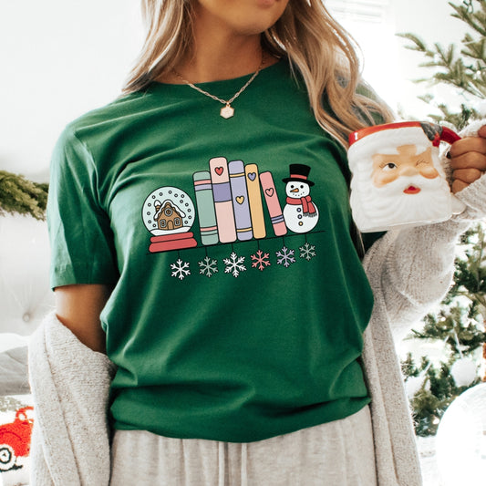 Cozy Book Shelf Christmas T-Shirt