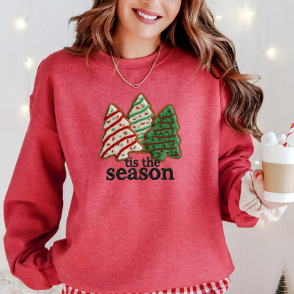 Tis the Season Christmas Tree Cookies Sweatshirt - Faux Yarn
