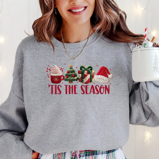 Tis the Season Icons Christmas Sweatshirt - Faux Yarn