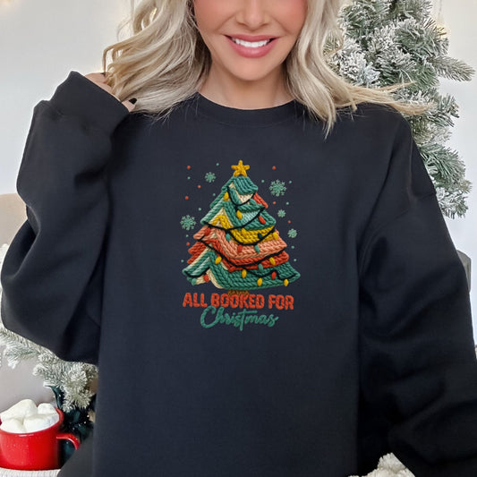 All Booked for Christmas Bookish Sweatshirt - Faux Yarn