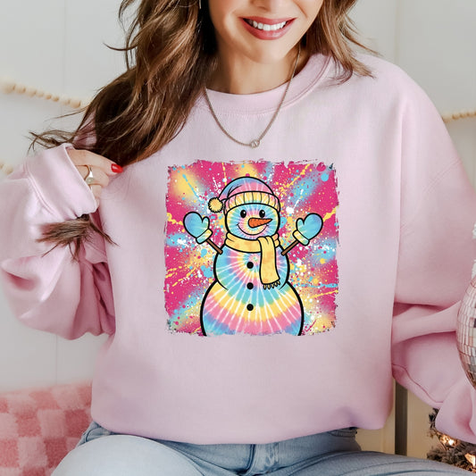 Tie Dye Snowman Christmas Sweatshirt