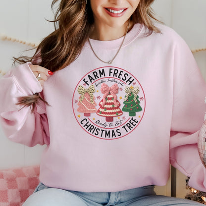 Farm Fresh Christmas Trees Sweatshirt - Faux Yarn
