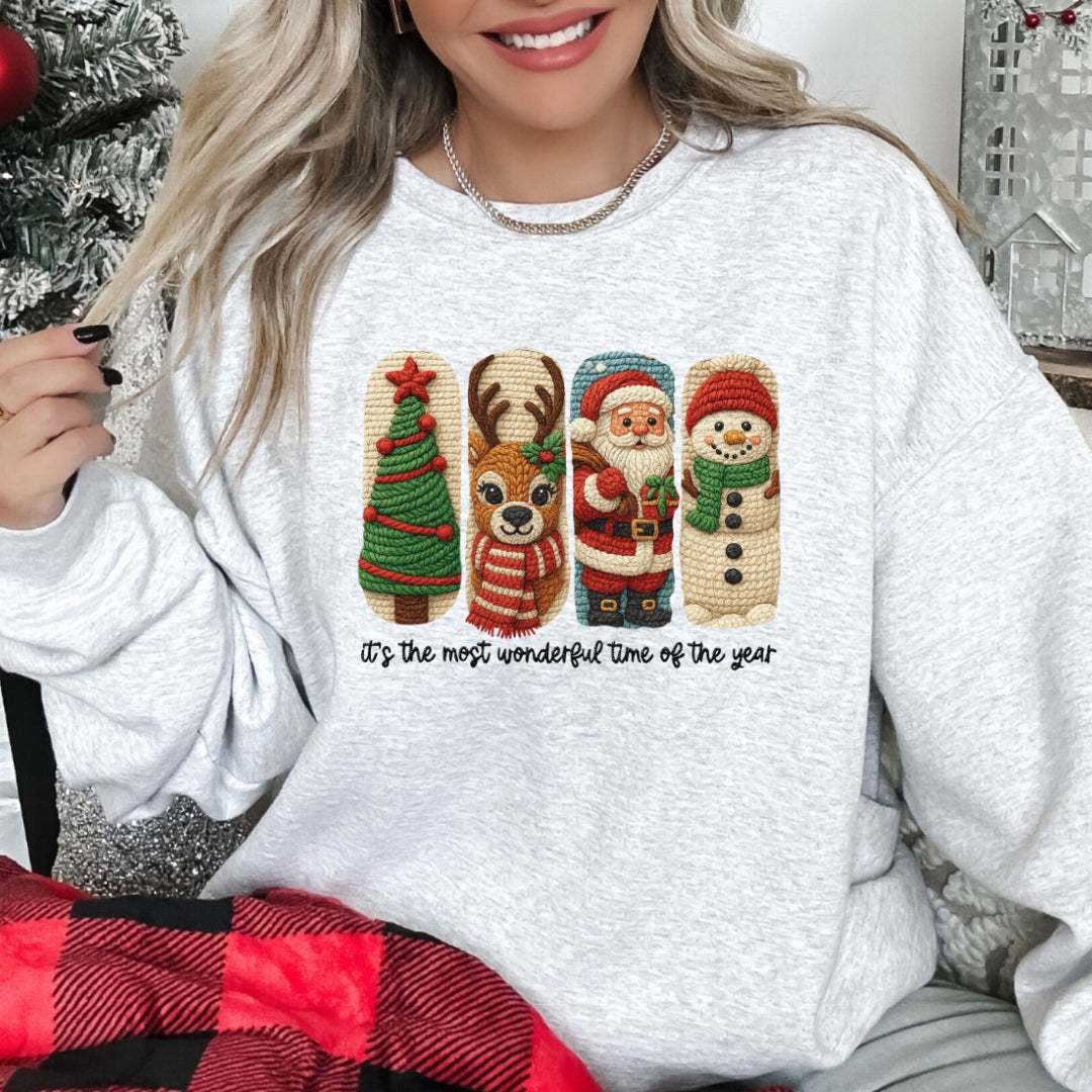 It's the Most Wonderful Time of the Year Christmas Sweatshirt - Faux Yarn