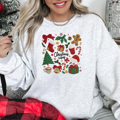 Christmas Vibes Sweatshirt - Faux Yarn