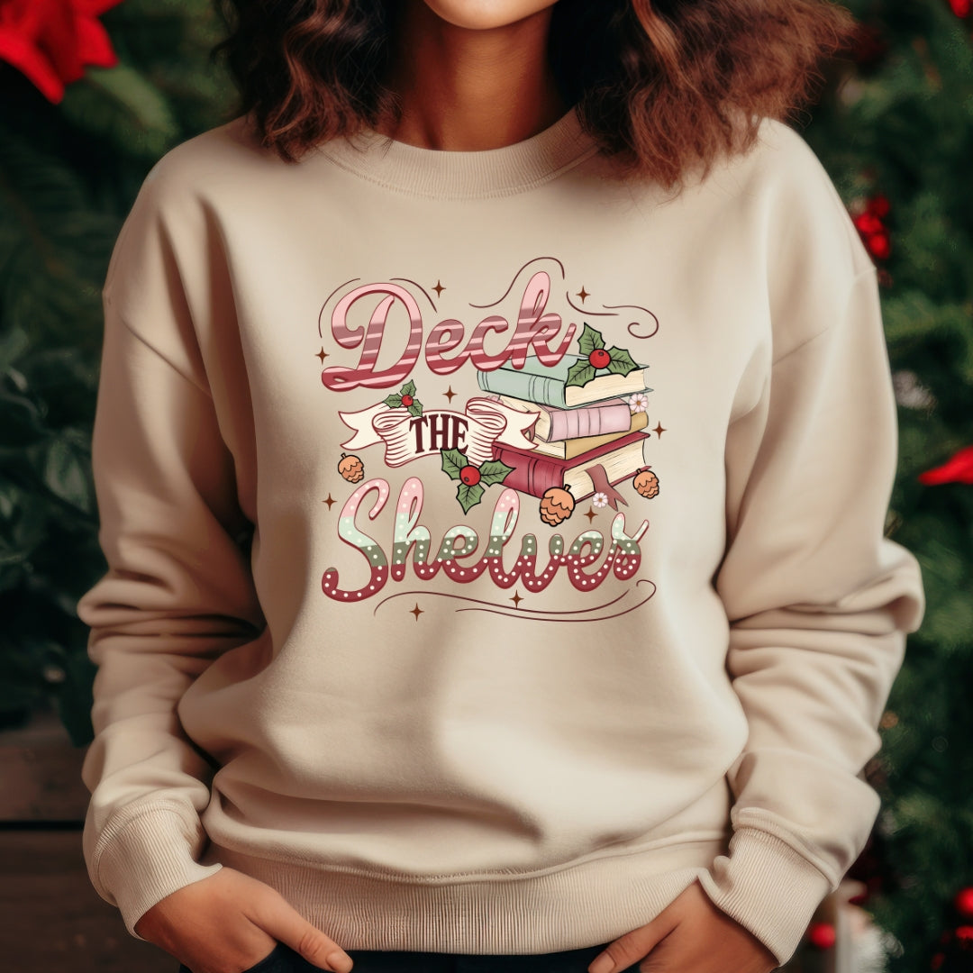 Deck the Shelves Bookish Christmas Sweatshirt