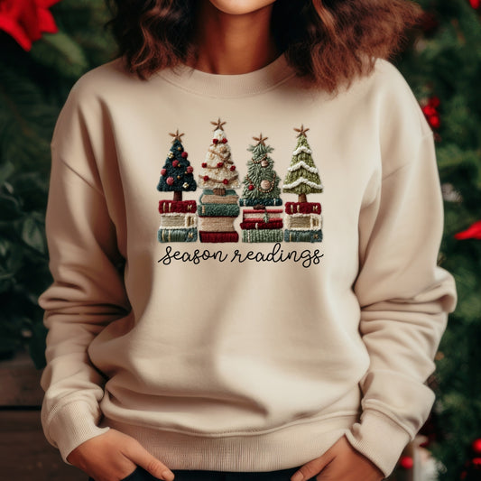 Season Readings Bookish Christmas Sweatshirt - Faux Yarn