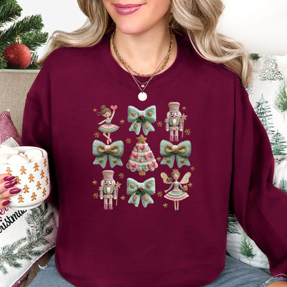 Nutcracker Coquette Christmas Sweatshirt - Faux Yarn