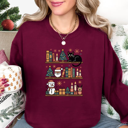 Bookish Christmas Shelf Sweatshirt