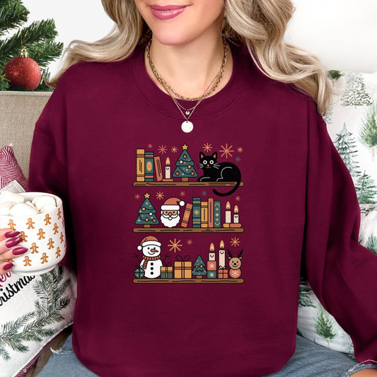 Bookish Christmas Shelf Sweatshirt