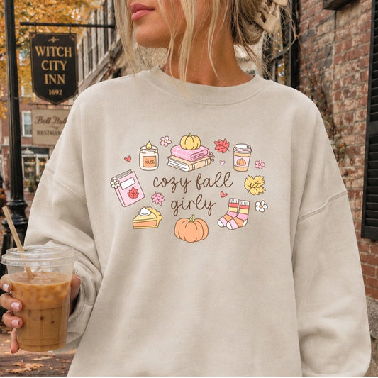 Cozy Fall Girly Natural - Halloween Sweatshirt