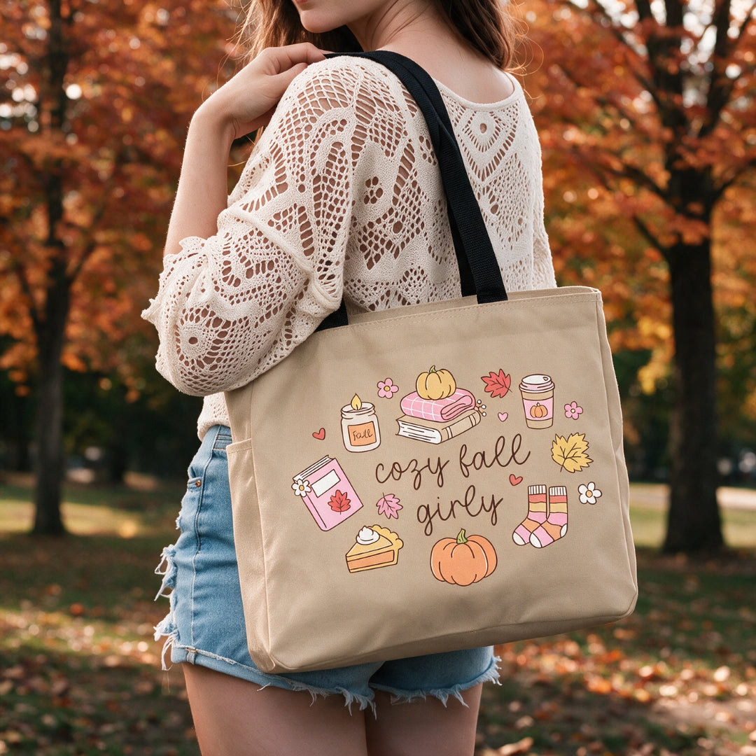 Cozy Fall Girly Natural - Halloween Tote Bag