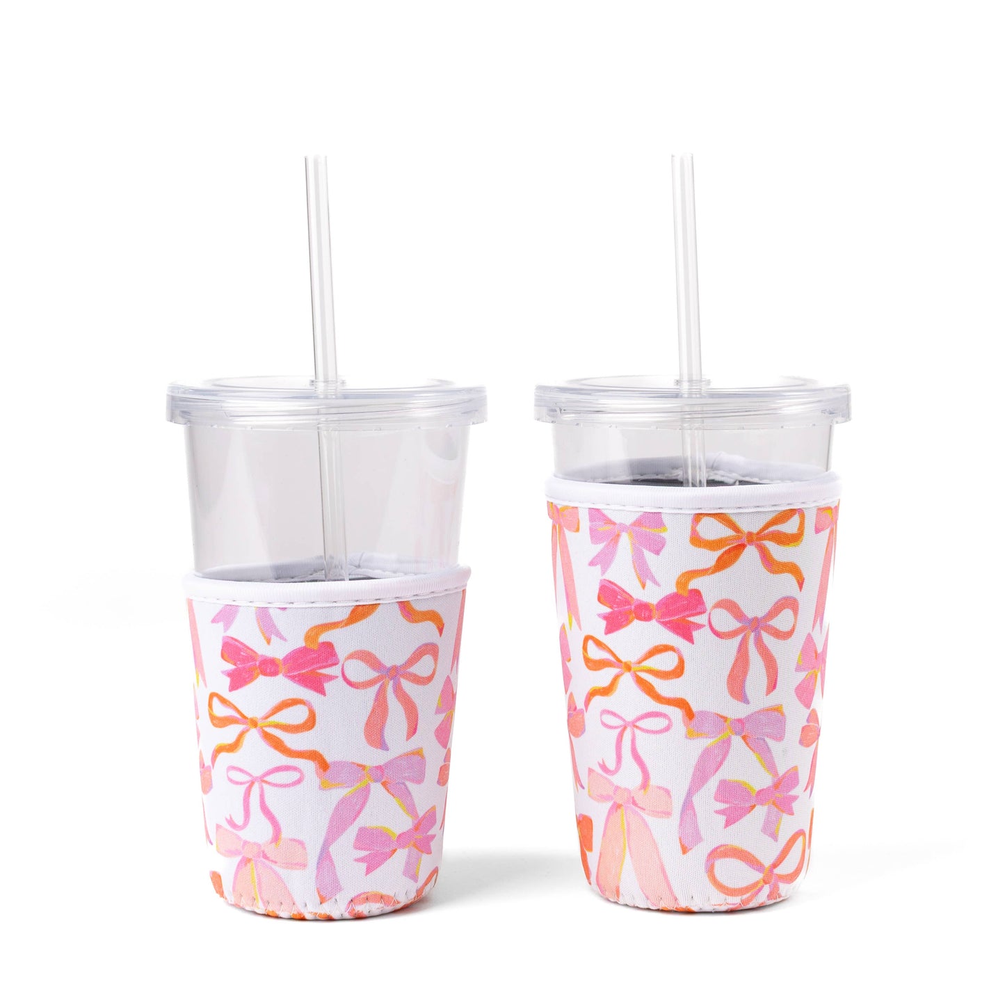 Pink Bows Drink Sleeve | Iced Coffee Koozie, Drink Cover
