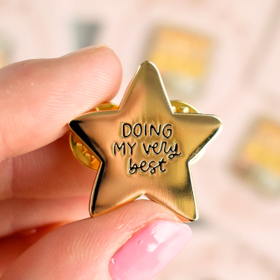 Doing My Very Best Gold Star Pin