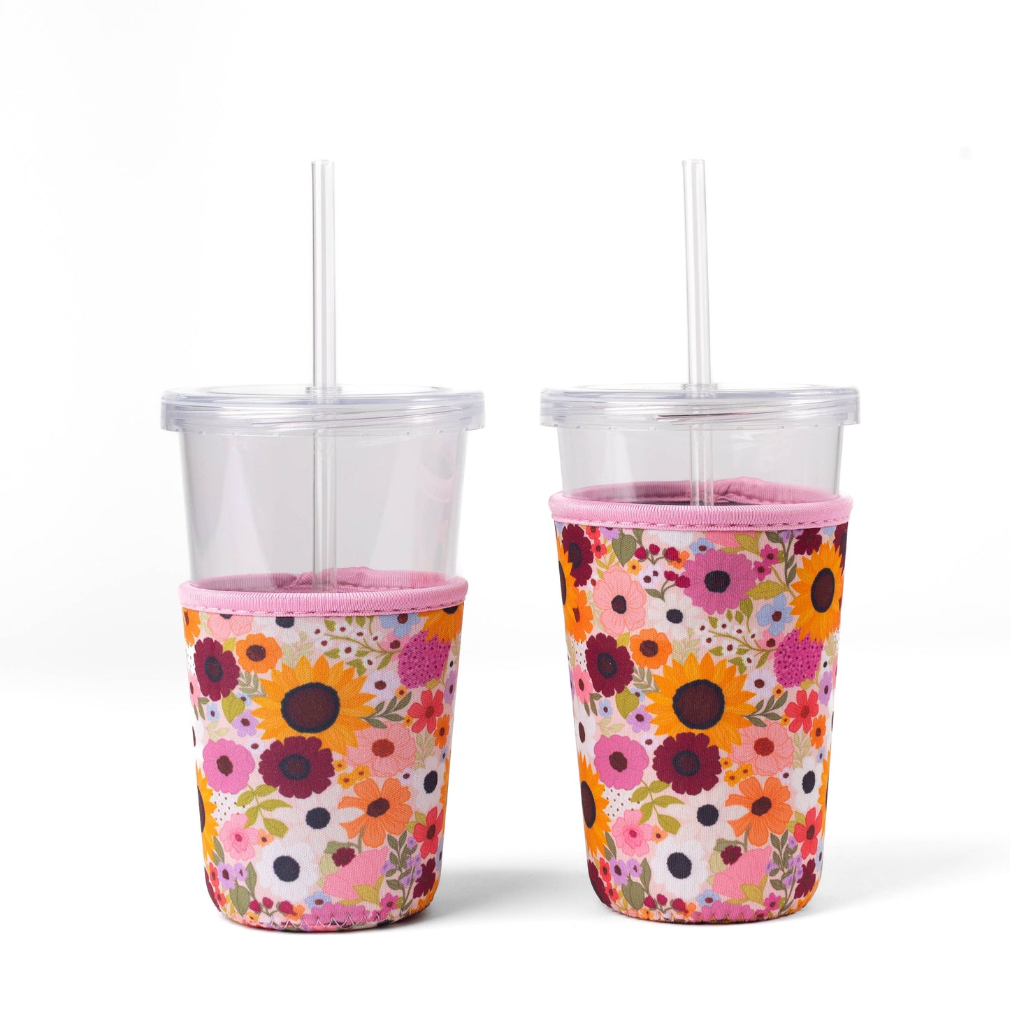 Rainbow Garden Drink Sleeve, Iced Coffee Koozie, Drink Cover