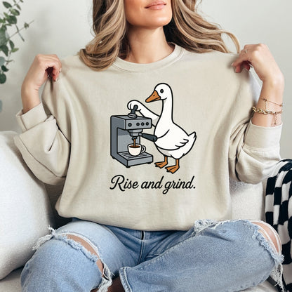 Rise and Grind Espresso Goose Crewneck Sweatshirt