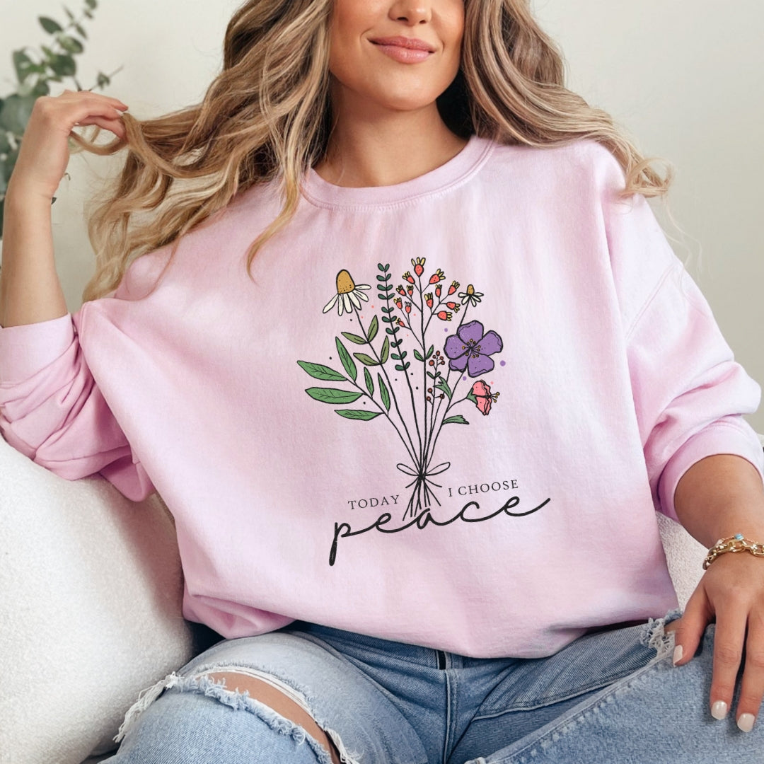 Today I Choose Peace Floral Crewneck Sweatshirt