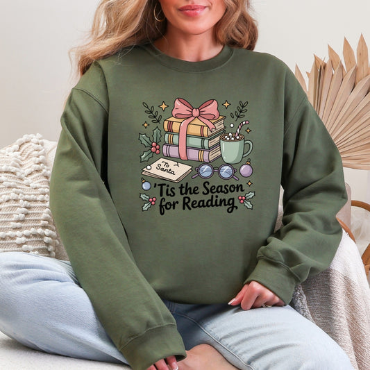 Tis the Season for Reading Bookish Christmas Crewneck Sweatshirt