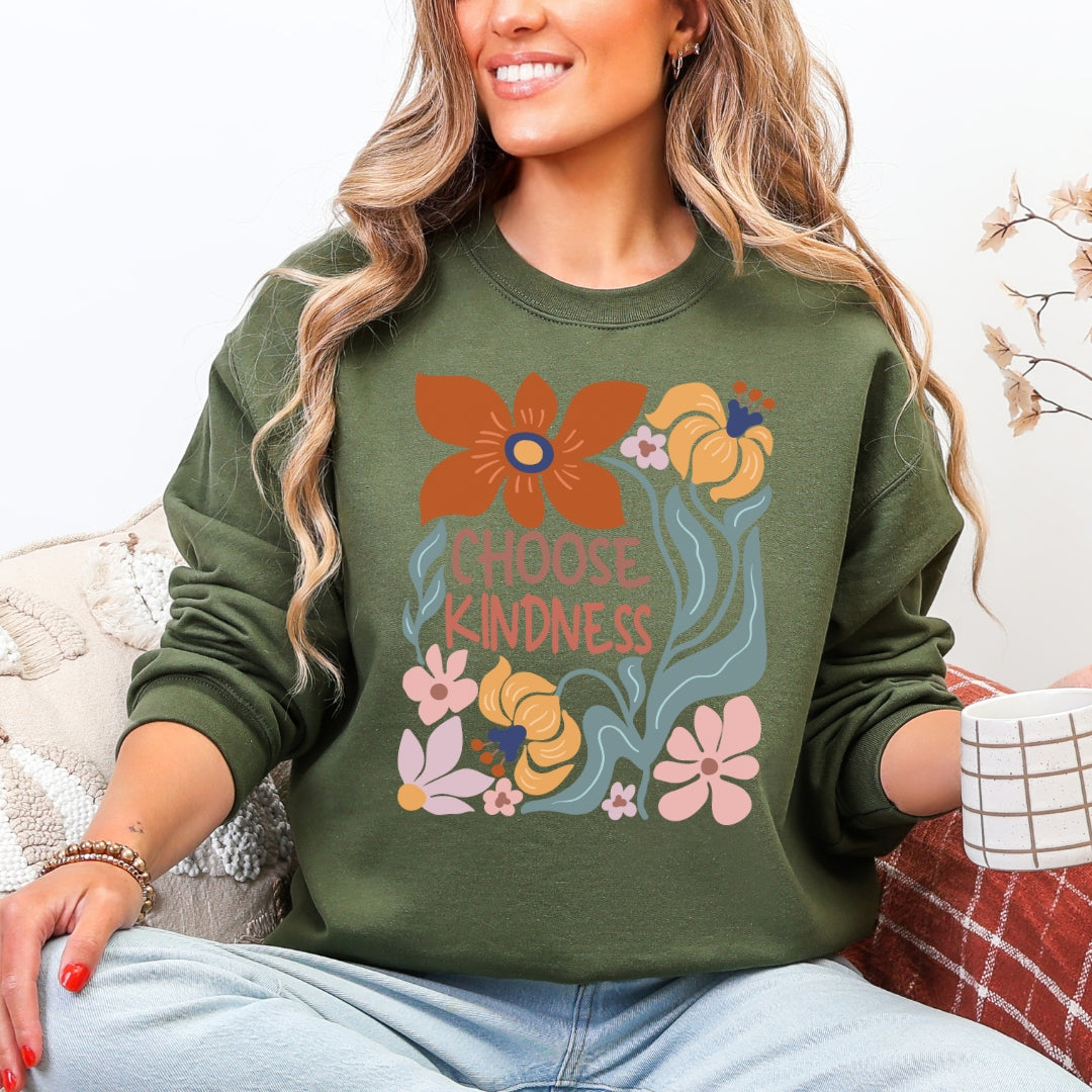 Choose Kindness Floral Crewneck Sweatshirt