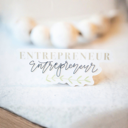Entrepreneur Floral, Clear Vinyl Sticker 3 inch