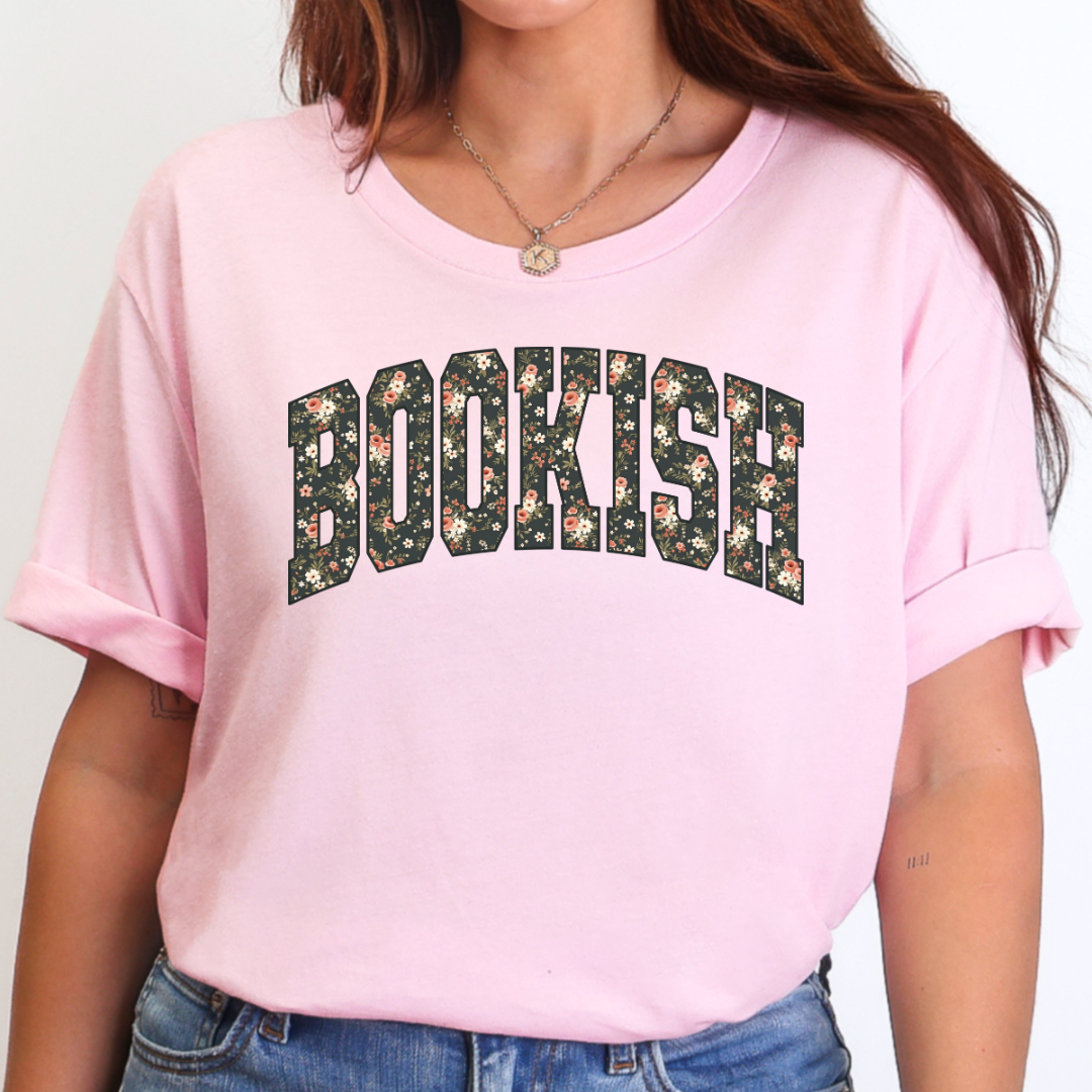 Bookish Floral College Print T-Shirt