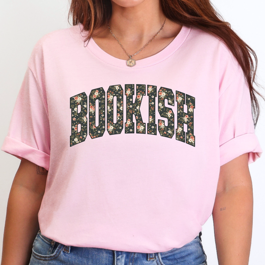 Bookish Floral College Print T-Shirt