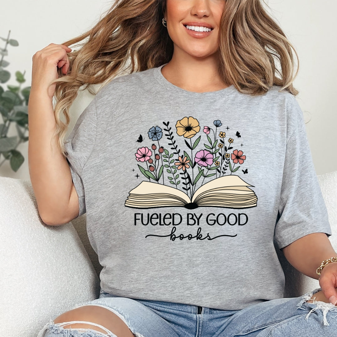 Fueled by Good Books Bookish T-Shirt