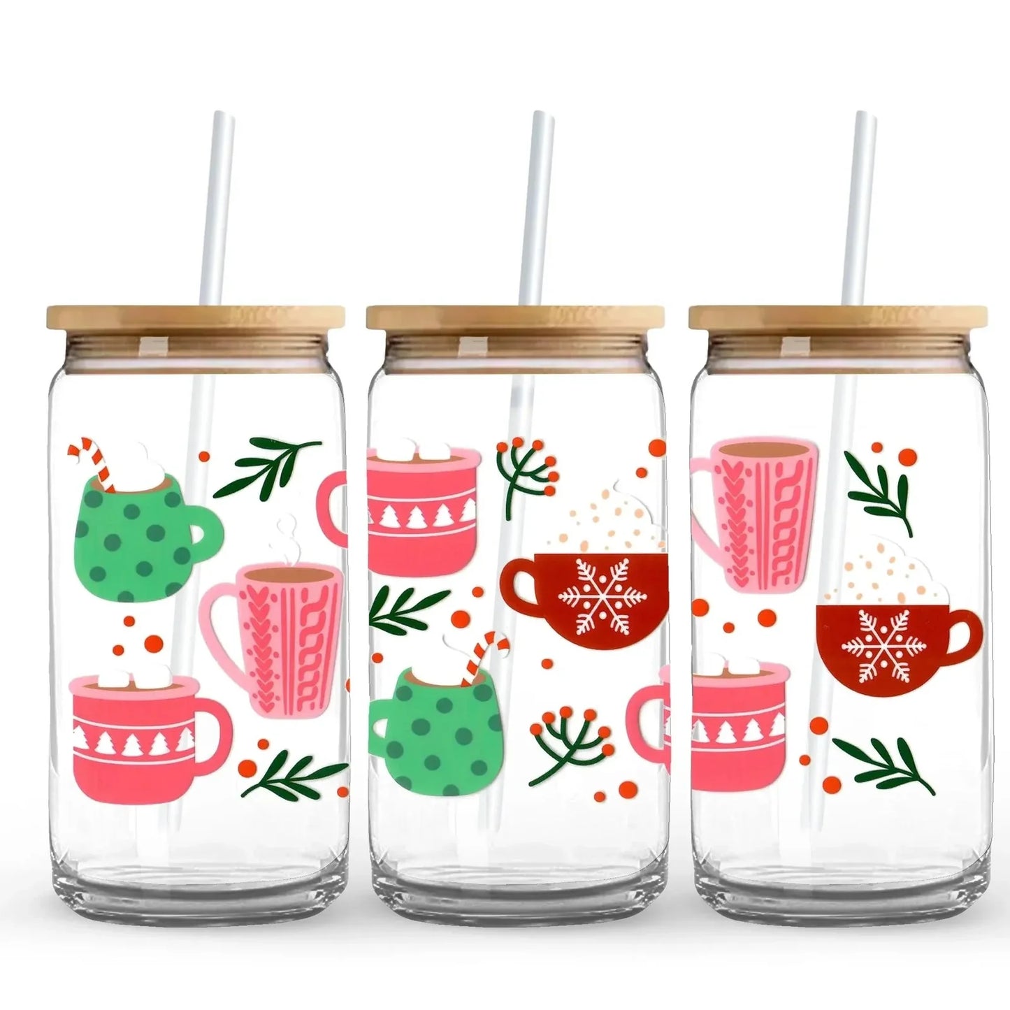 Holiday Cozy Cocoa 16 oz. or 20 oz. Glass Can Cup