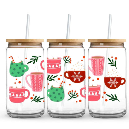 Holiday Cozy Cocoa 16 oz. or 20 oz. Glass Can Cup