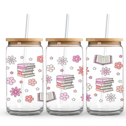 Bookish Doodles 16 oz. or 20 oz. Glass Can Cup